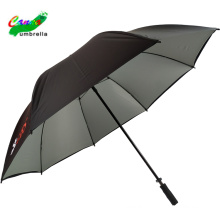 Guarda-chuvas com logotipo de golfe em bastão de protetor solar com revestimento UV de prata, guarda-chuva inquebrável de capa de chuva com capa de chuva